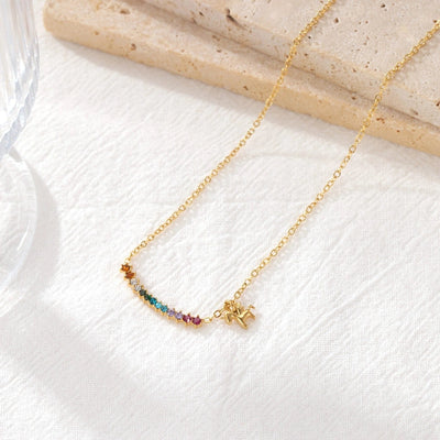 Jewelry Luxurious Sweet Commute Color Block 304 Stainless Steel Zircon White Gold Plated Gold Plated Inlay Pendant Necklace