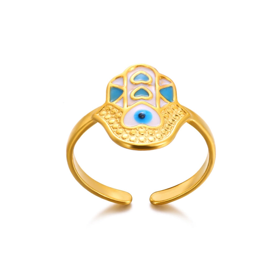 Jewelry Classical Funny Romantic Palm Eye 304 Stainless Steel Enamel Stainless Steel Rings