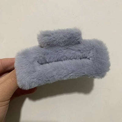 Korean Simple Plush Grab Clip Girl Autumn and Winter New Back Head Hair Clip Elegant Hair Grab Shark Clip Hair Accessories