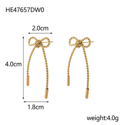 1 Pair Simple Style Bow Knot 304 Stainless Steel 18K Gold Plated Earrings