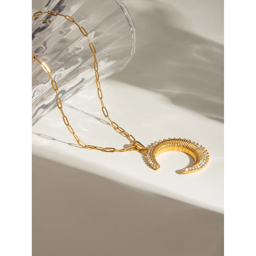 Jewelry Classic Style Moon 304 Stainless Steel Pendant Necklace