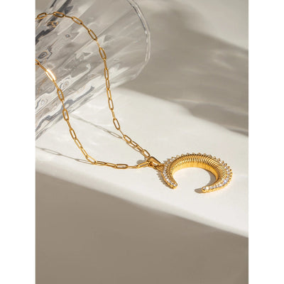 Jewelry Classic Style Moon 304 Stainless Steel Pendant Necklace