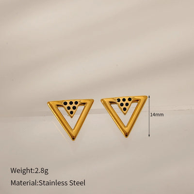 1 Pair Elegant Simple Style Geometric 304 Stainless Steel Zircon Ear Studs