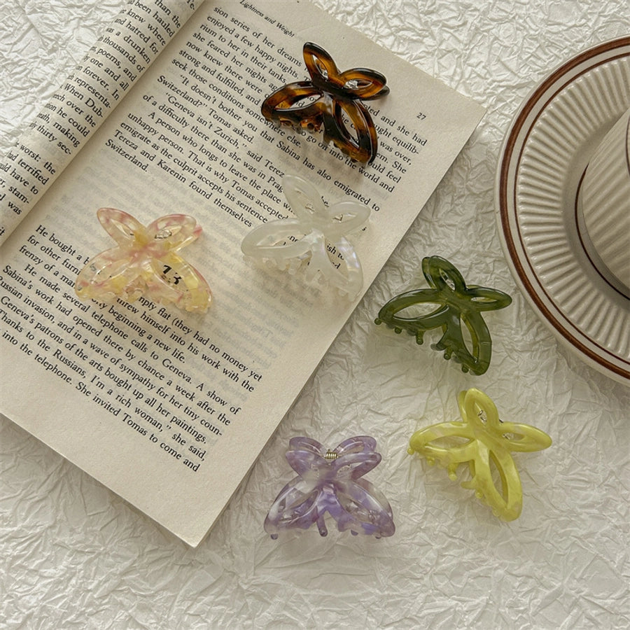 simple style color block acetic acid sheets butterfly hair claws