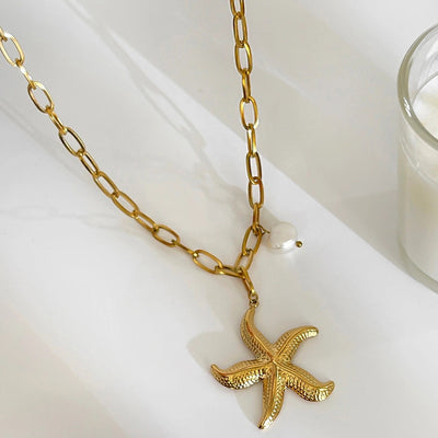 Jewelry Marine Style Classic Style Starfish 316L Stainless Steel  Plating Pendant Necklace