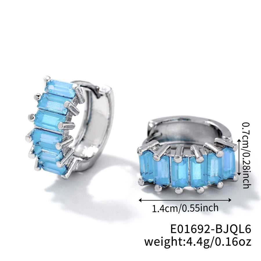 1 Pair Casual Glam Shiny Solid Color Inlay Copper Zircon K Gold Plated Rhodium Plated Ear clip