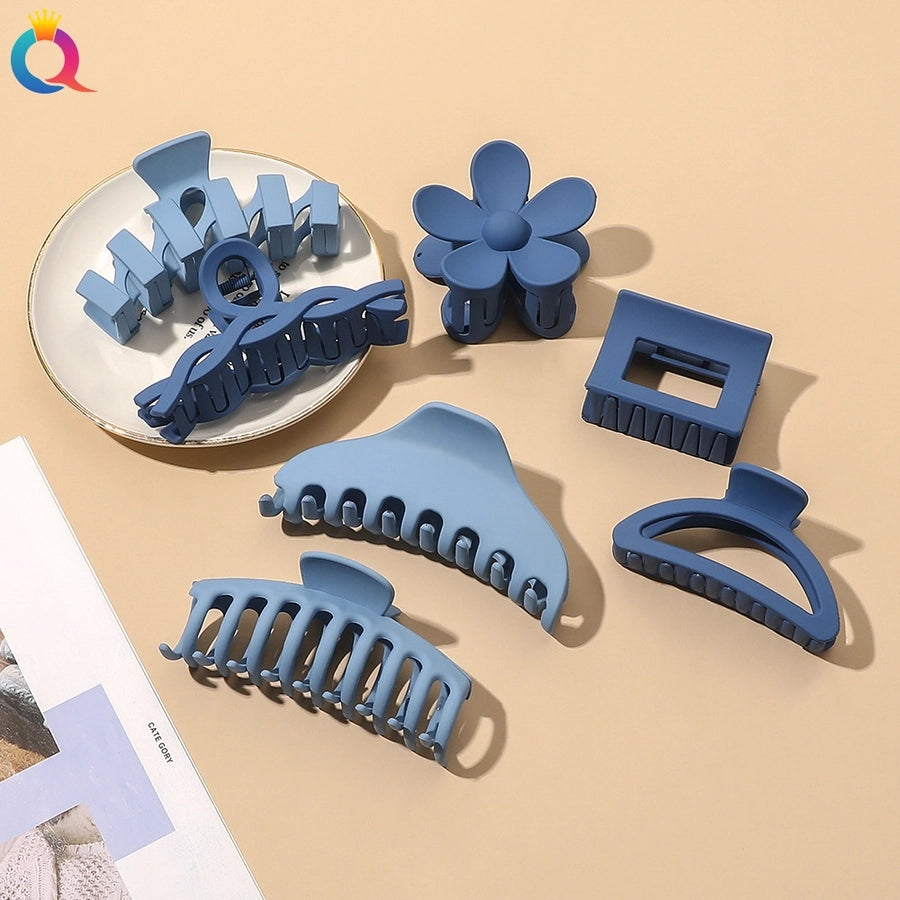 fashion solid color plastic metal hair claws 1 piece