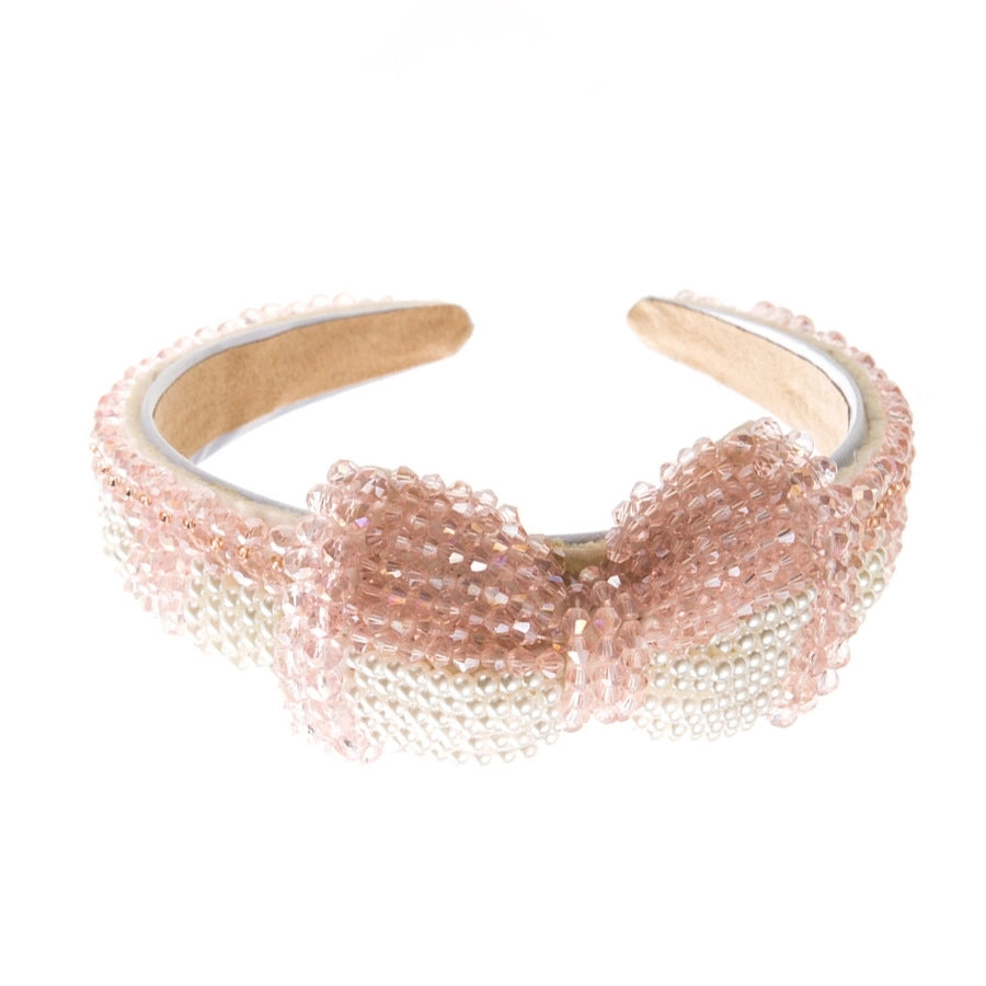 Women's Lady Geometric Artificial Pearl Cloth Rhinestone Hair Band