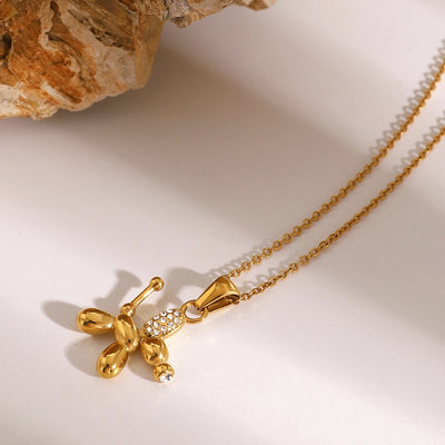 Jewelry Classic Style Balloon Dog Solid Color 304 Stainless Steel Pendant Necklace