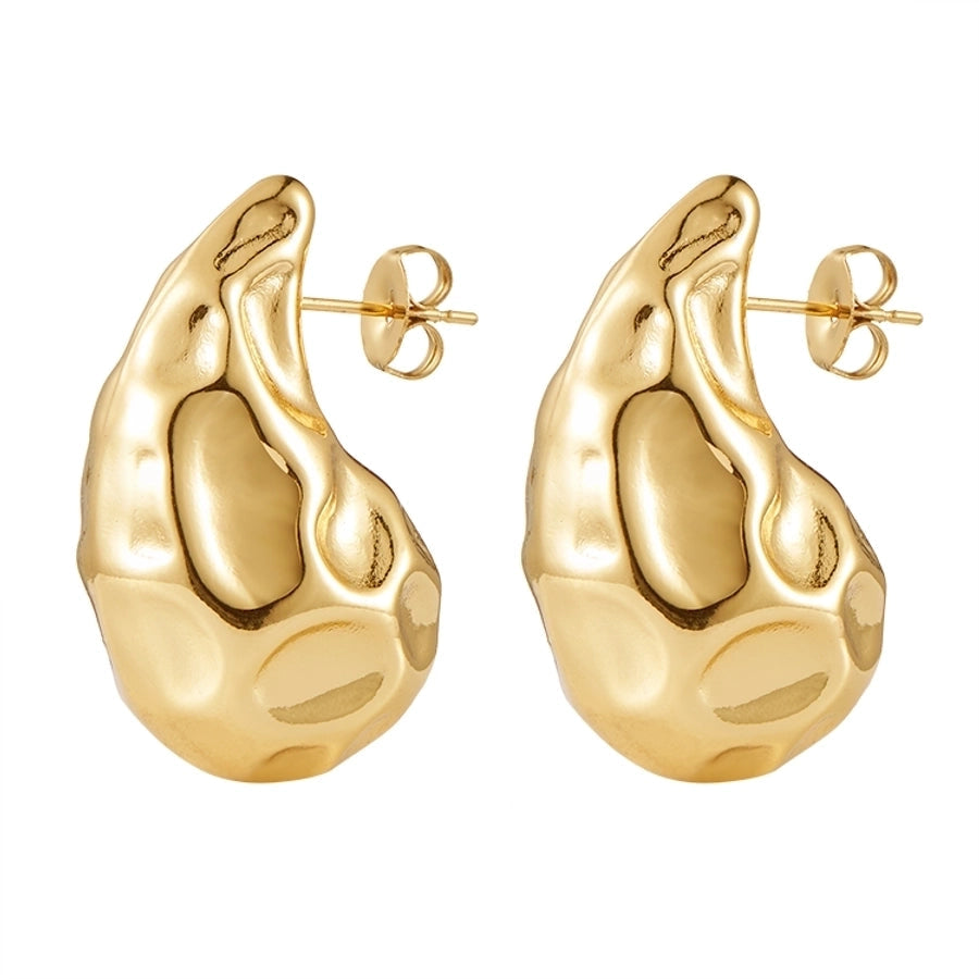 1 Pair Casual Glam Water Droplets Polishing 304 Stainless Steel Steel Gold Plated Ear Studs