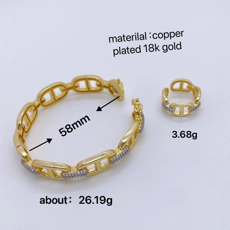 Jewelry Vintage Style Classic Style Geometric Copper Zircon Mixed Metal Rings Bracelets