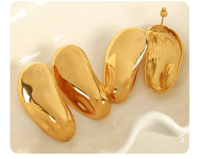 1 Pair IG Style Retro Geometric Polishing Plating 304 Stainless Steel 18K Gold Plated Ear Studs