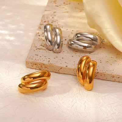 1 Pair IG Style Exaggerated Geometric Solid Color Plating 304 Stainless Steel 18K Gold Plated Ear Studs