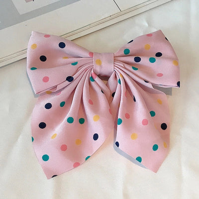 korean fabric retro bow hairpin sweet color wave dot clip hairpin