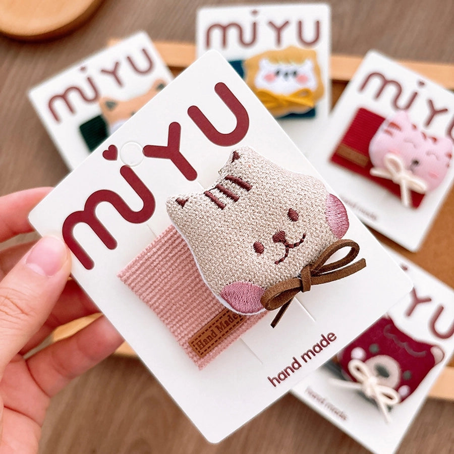 Girl'S Cartoon Style Cute Animal Cloth Hair Clip