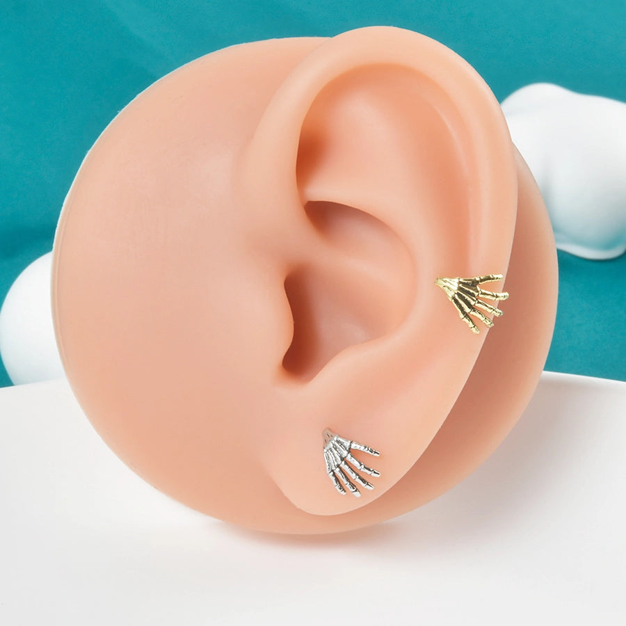 1 Piece Lip Rings Casual Elegant Vacation Ghost Hand 304 Stainless Steel 18K Gold Plated Ear Cartilage Rings & Studs