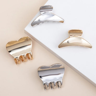 women's simple style solid color metal plating hair claws