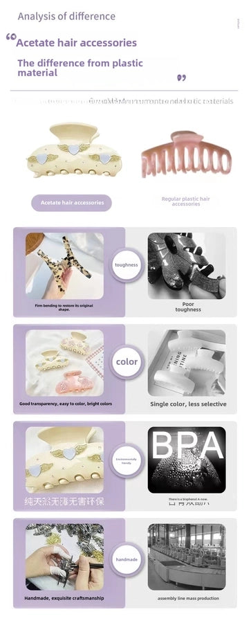 Super Fairy ~ Three-dimensional Bow Acetic Acid Grab Clip Temperament Gentle Ribbon Hairpin Sweet Large Shark Clip Women's Hair Accessories