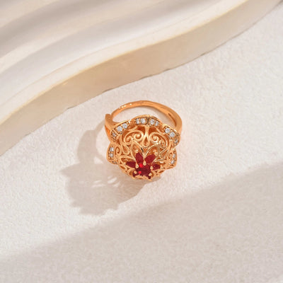 Copper Inlay Geometric Zircon Open Rings