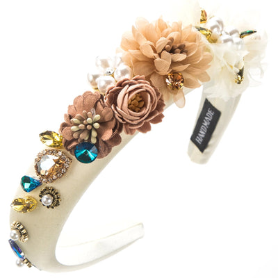Women's Casual Vacation Classic Style Flower Alloy Cloth Plating Inlay Glass Pearl Hair Band
