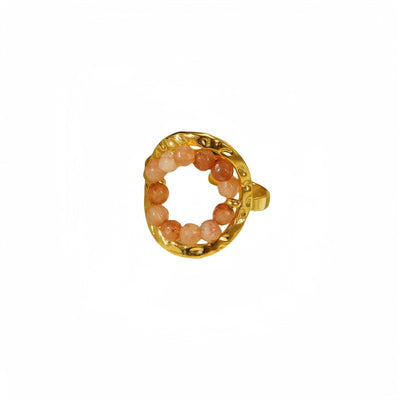 Jewelry Lady Geometric natural stone Titanium Steel Plating Rings