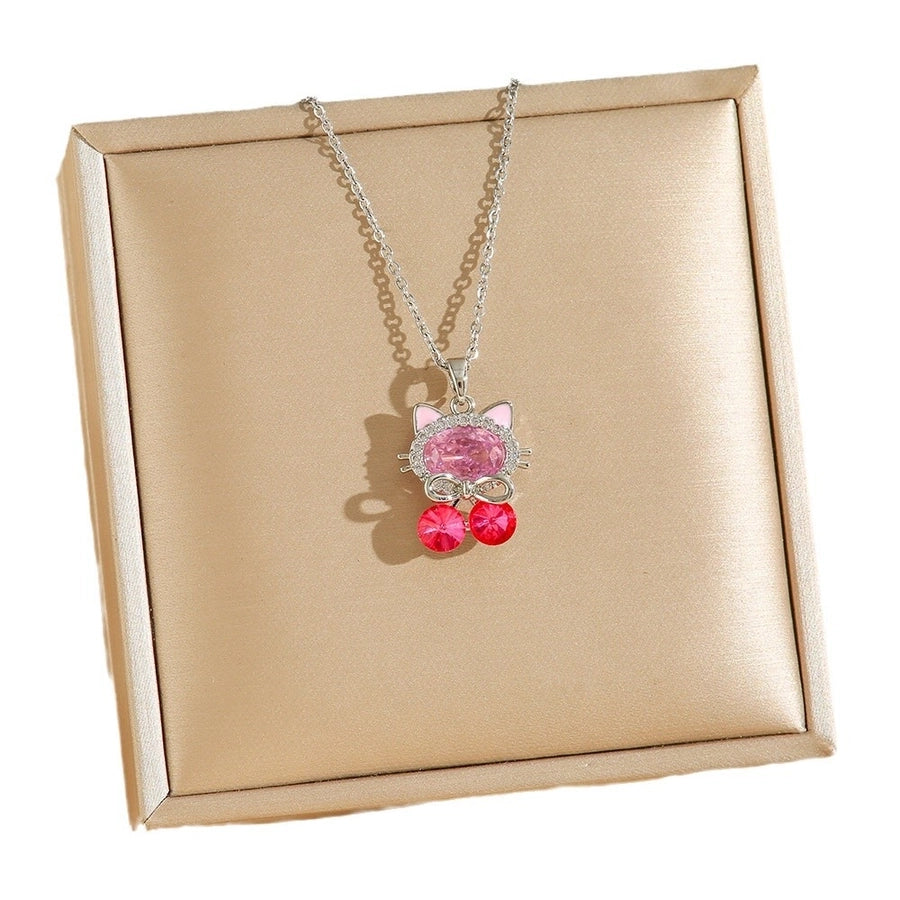 Jewelry Cute Simple Style Cartoon Cat Titanium Steel Zircon Pendant Necklace