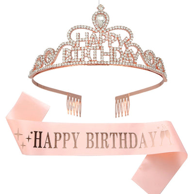 fashion letter metal inlay crown 2 piece set