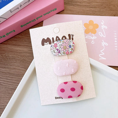 Korean Style Fabric Small Oval Children BB Clip Cute Floral Girls Fringe Hairpin Fresh Baby Hair Accessories Headdress