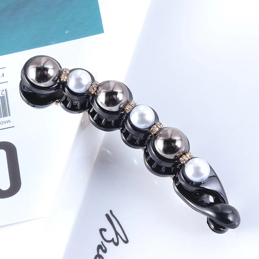 simple style geometric plastic artificial pearls hair clip