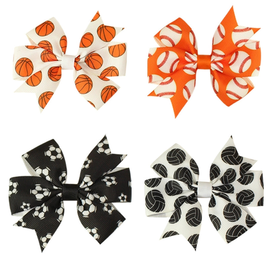 Women's Korean Style Basketball Bow Knot Polyester Hair Clip