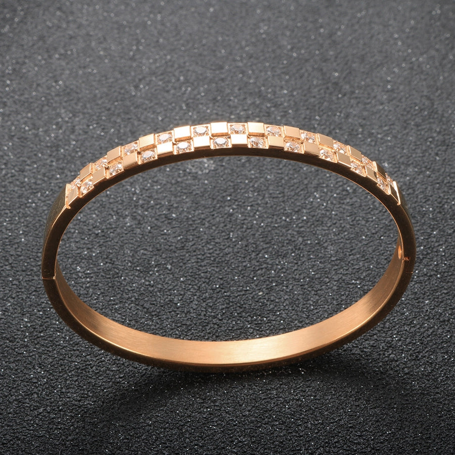 Casual Elegant Geometric 304 Stainless Steel Diamond Bangle In Bulk