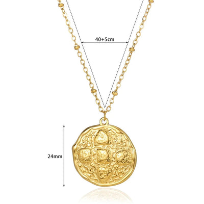 Jewelry Casual Simple Style Round Square 304 Stainless Steel 18K Gold Plated Pendant Necklace