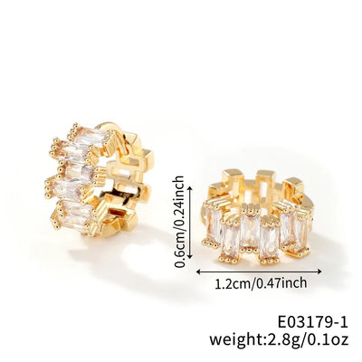 1 Pair Glam Simple Style Shiny Geometric Inlay Copper Zircon K Gold Plated Earrings