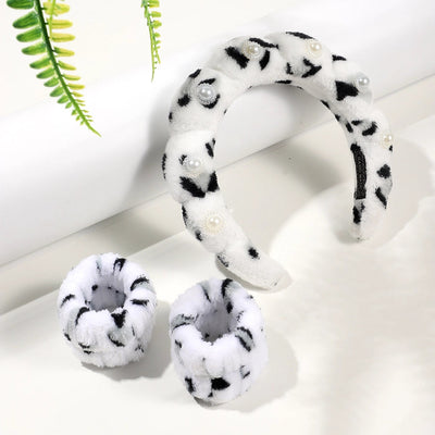 Women's Casual Solid Color Flannel Inlay Artificial Pearls Hair Band