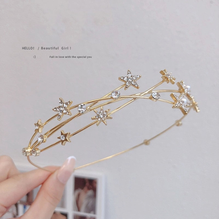 women's luxurious simple style star alloy plating inlay artificial rhinestones hair band
