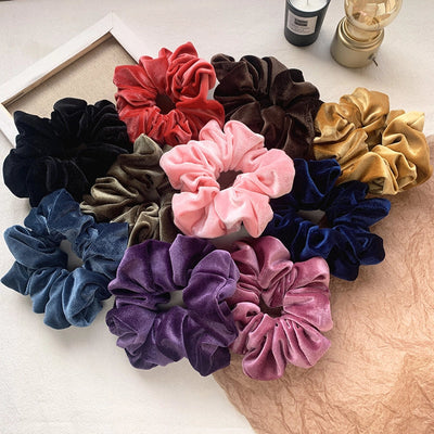 velvet oversized pure color hair scrunchies