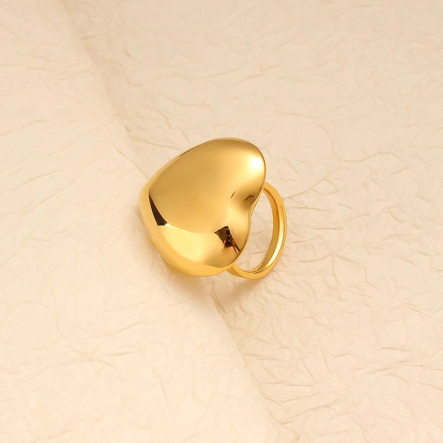 Jewelry Elegant Cute Heart Shape 304 Stainless Steel 18K Gold Plated Rings