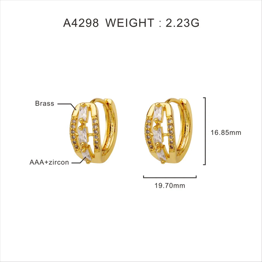 1 Pair IG Style Simple Style Geometric Plating Inlay Copper Zircon Earrings