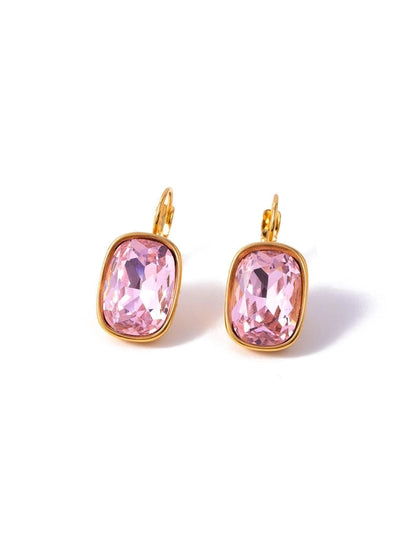1 Pair IG Style Geometric 304 Stainless Steel Zircon 18K Gold Plated Earrings