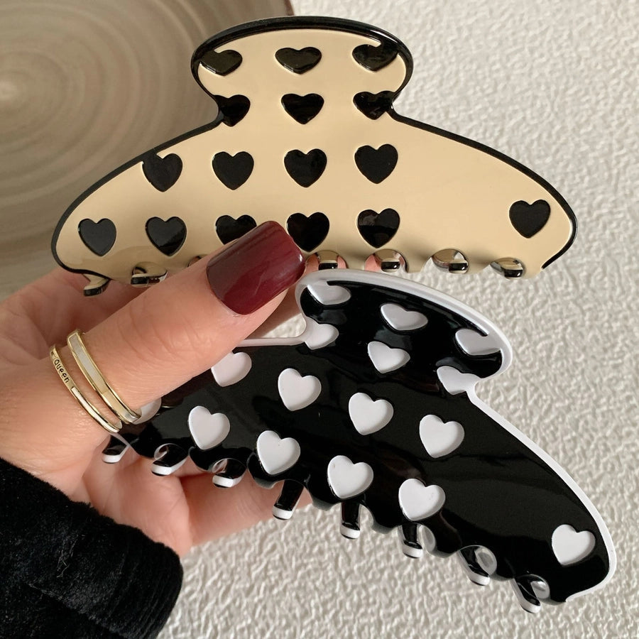 women's simple style commute heart shape alloy acetic acid sheets printing hair claws