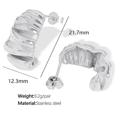 1 Pair IG Style Basic Classic Style Croissant Polishing Plating Pleated 304 Stainless Steel 18K Gold Plated Ear Studs