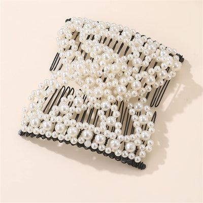 Women's Simple Style Solid Color Plastic Resin Beaded Insert comb