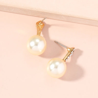 1 Pair Lady Geometric Inlay Alloy Artificial Pearls Ear Studs