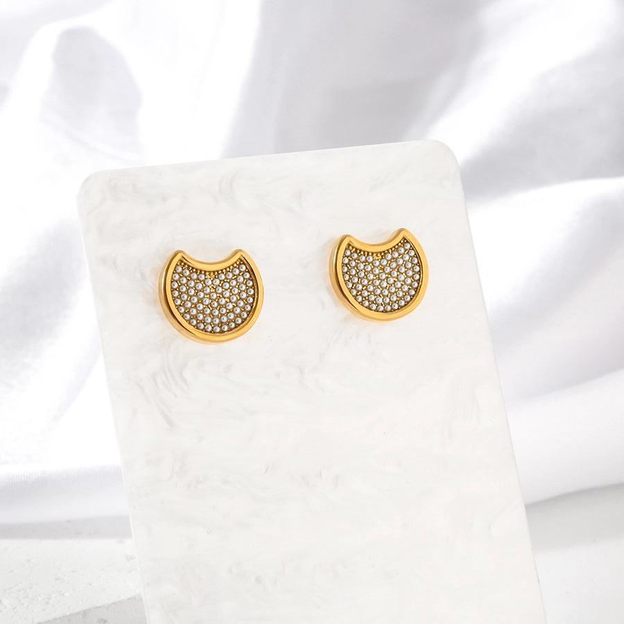 1 Pair Elegant Cute U Shape Geometric 304 Stainless Steel Artificial Pearls Earrings Ear Studs