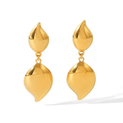 1 Pair IG Style Geometric Water Droplets Solid Color Plating 304 Stainless Steel 18K Gold Plated Drop Earrings