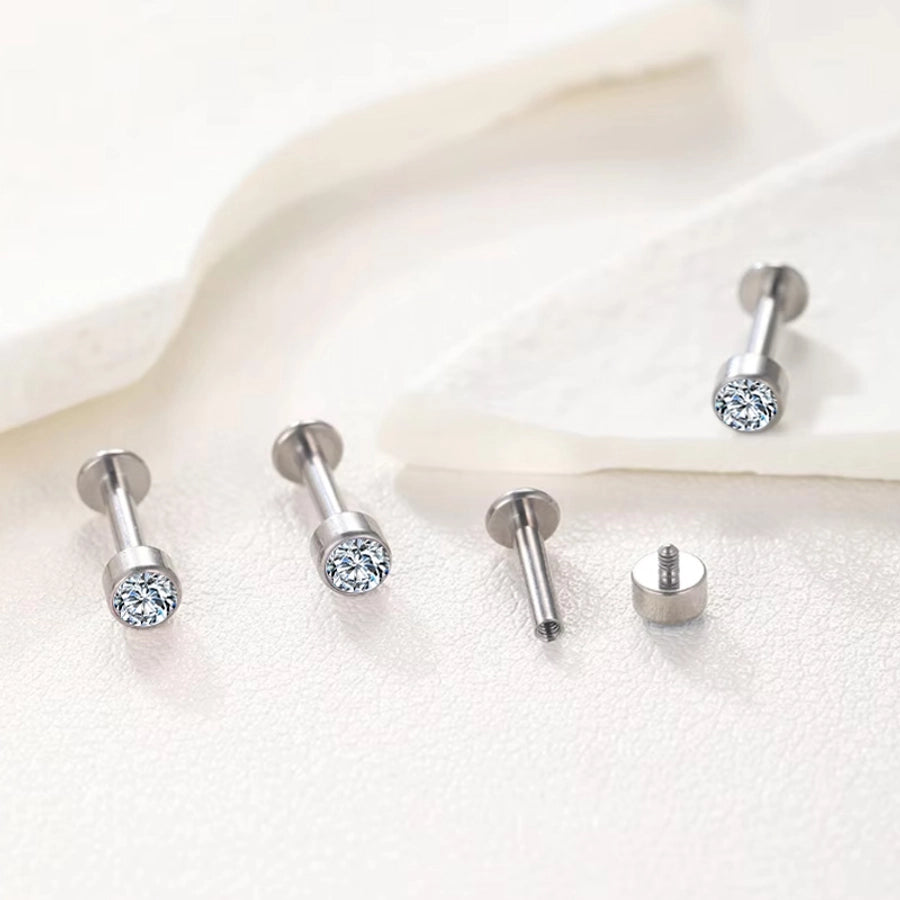 1 Piece Lip Rings Simple Style Shiny Panda Glasses Spider Pure Titanium Titanium Alloy Zircon 14K Gold Plated White Gold Plated Lip Rings Ear Cartilage Rings & Studs