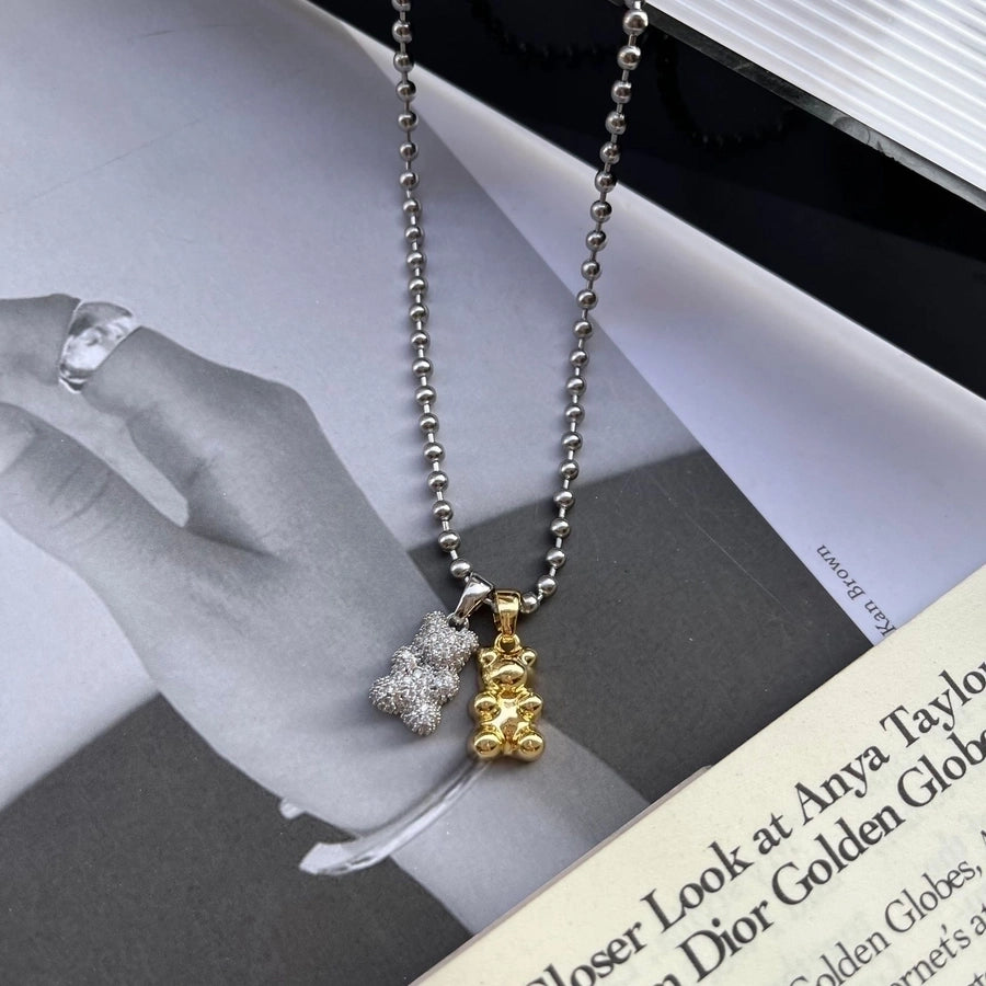 Jewelry Simple Style Classic Style Bear Titanium Steel Plating Pendant Necklace