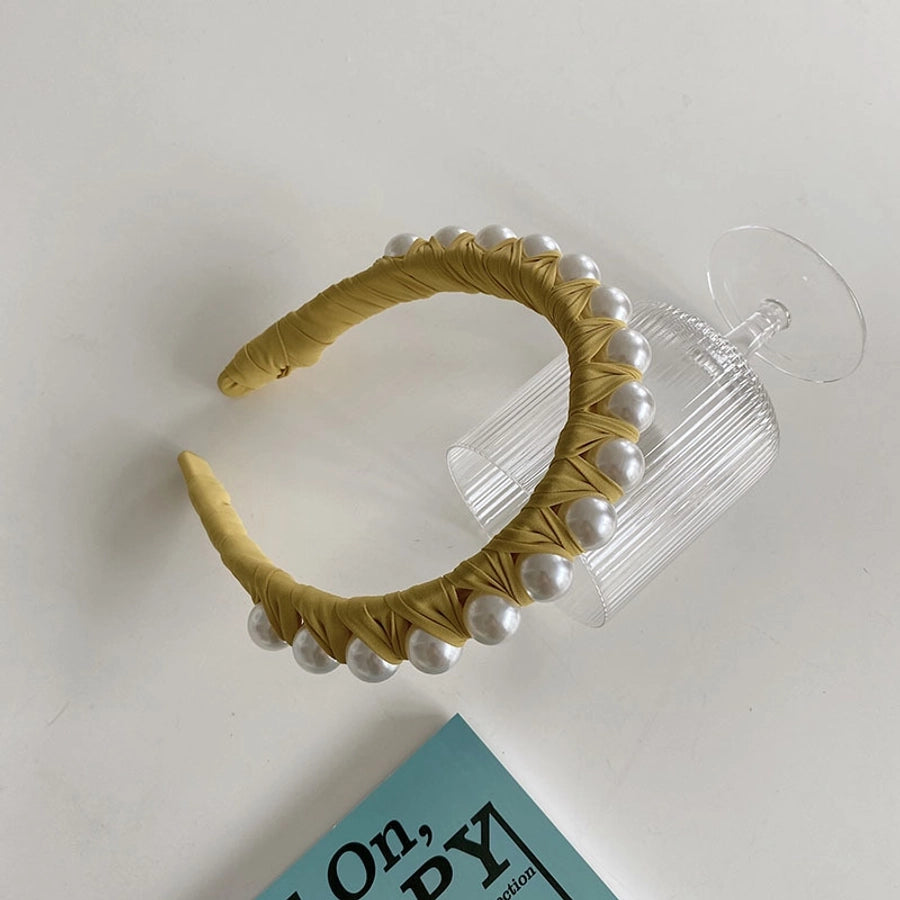 korean winding pearl woven headband