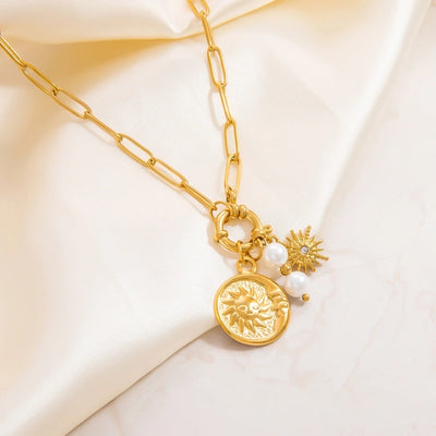 Jewelry Vintage Style Classic Style Sun 304 Stainless Steel Plating Pendant Necklace