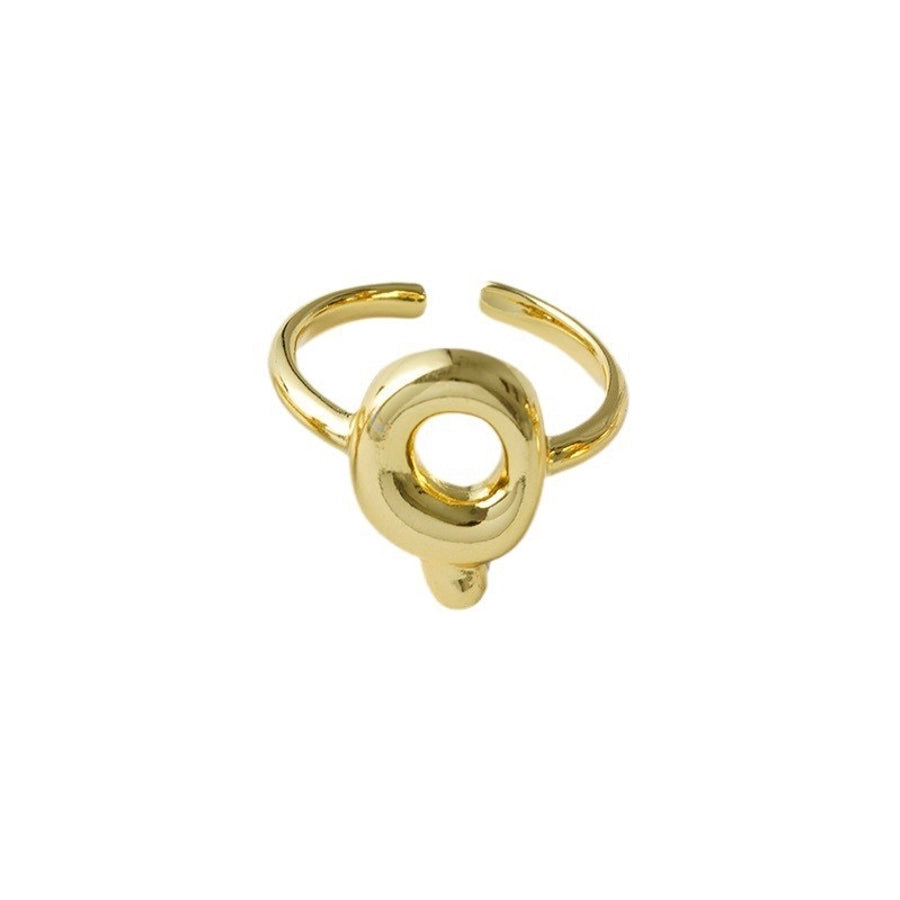Copper Brass 18K Gold Plated Letter Open Rings